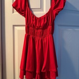 Windsor Red Layered Romper